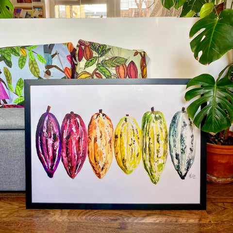 Extra Large Cacao Rainbow Watercolour Print