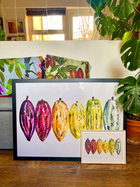 Extra Large Cacao Rainbow Watercolour Print