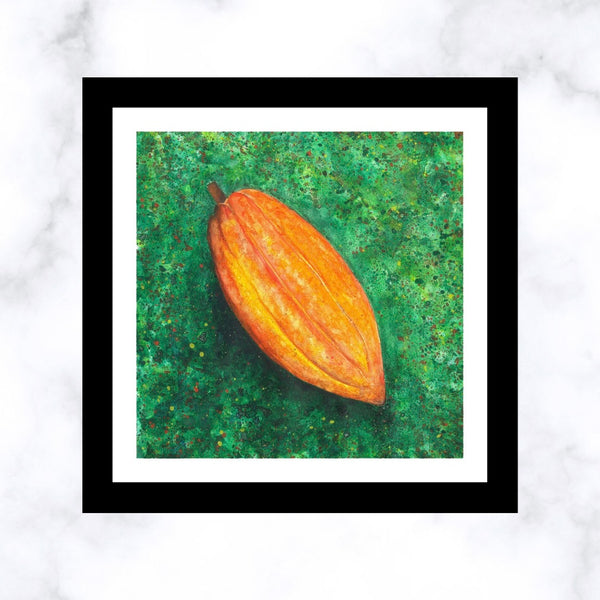 Orange Cacao Pod Watercolour Print